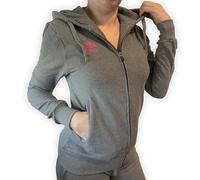 Umbro - Felpa da Donna Garzata Invernale in Caldo Cotone con Cerniera, con Cappuccio, Tuta Donna in Cotone Felpato, Sportiva, Casa, Palestra, Jogging, Tempo Libero (S, Grigio)