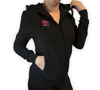 Umbro - Felpa da Donna Garzata Invernale in Caldo Cotone con Cerniera, con Cappuccio, Tuta Donna in Cotone Felpato, Sportiva, Casa, Palestra, Jogging, Tempo Libero (M, Nero)