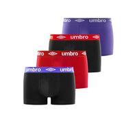 Umbro Mutande Boxer Uomo 100% Cotone, Set da 4, Nero CLA (L)