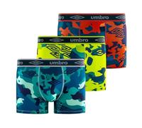 Umbro Boxer da Uomo Sportivo, Pantaloni da Uomo Traspiranti e Elasticizzati, Confezione da 3, Rosso/Giallo/Blu/Nero, XXL