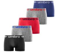 UMBRO Boxer Uomo, senza cuciture, antiscivolo e antitraspirante, set di 5, Grigio, Nero, Blu, Rosso, Taglie S/M