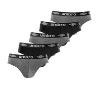 UMBRO Slip Uomo Cotone 100%, Intimo Uomo, ipoallergenica, comoda e perfetta vestibilità, set di 5, Nero, Grigio, Taglie XL