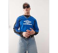Umbro - T-shirt a maniche lunghe blu e bianca a pannelli M