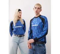 Umbro - T-shirt a maniche lunghe in jersey blu e nera con stampa M