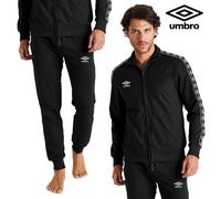 UMBRO - TUTA UOMO SPORTIVA LUNGA APERTA CON ZIP - COTONE - 30039 NERO