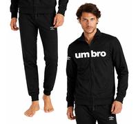 UMBRO - TUTA UOMO SPORTIVA LUNGA APERTA CON ZIP - COTONE - 30089 NERO