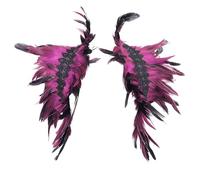 UMCHU 1 mantello coprispalle rosso rosa con piume, scialle gotico con piume, collo a girocollo con piume, costume di carnevale per feste, club, vacanze, fai da te (rosso rosa)