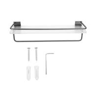UMDHAIYI Portaoggetti da doccia da 30 cm, organizer per montaggio a parete con portasciugamani, asta in alluminio di facile installazione, supporto per doccia di grande capacità per il (Grigio)