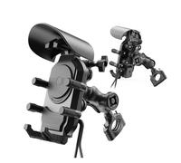 UMDJJU Navigazione Moto Staffa Supporto Per Manubrio Per Smartphone Antiurto Con Ricarica Wireless Fast Stand Da 15 W Antifurto Supporto Per Cellulare Da Bici Impermeabile(H)