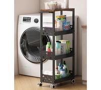 UMDONX Carrello con Ruote Portatutto Stretto a 4 Livelli in Metallo,Carrello da Cucina con Piano di Lavoro,Ripiano a Nicchia su Rotelle per Piccoli Ambienti,Soggiorno,Studio,Bagno(Nero)