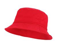 Umeepar - Cappello da pescatore unisex, 100% cotone, ripiegabile, per riparare dal sole Rosso tinta unita. Taglia unica