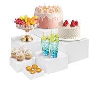 Umelee Alzate per Buffet 6 Pezzi, Alzate per Espositori in Acrilico con Fondo Cavo, Espositori per Cibo Dessert Gioielli Statuette, per Tavoli da Festa, Esposizione di Decorazioni (Bianco)