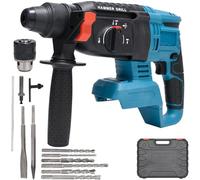 Umelee Trapano a Percussione Batteria 18V, Martello Demolitore 3 in 1 con 5 Punte, 2 Scalpelli, Custodia, Velocità Variabile, Tassellatore Compatibile con Makita Batterie 18V Li-ion (SENZA Batteria)