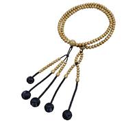 Umetake - Rosario buddista con perline in plastica blu e color agata, sfere intessute di colore nero, fornito con un sacchetto marrone