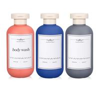 UMETASS Bottiglia da viaggio per shampoo, bottigliette da spremere in plastica da 6,8 oz con cap, contenitore per lozioni per WC, shampoo e balsamo