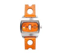 UMF RUHLA Jumping Hour - Orologio digitale a disco in arancione - 41 mm - Automatico 26 pietre - Cassa in acciaio inox - Vetro zaffiro - Riserva di carica 36 h - edizione limitata 2025 - Made in