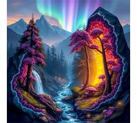 Umfarvt 5D Aurora Grove Stream Diamond Painting,diamond Art painting Kit Completo per Adulti Bambini,DIY Round Pieno di Cristallo Pittura Con Numeri Ricamo Craft per Casa Decor Regalo 30x30cm