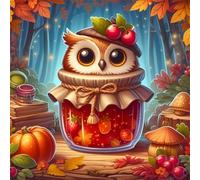 Umfarvt 5D Autumn Owl Jam Diamond Painting Kits for Adults Kids,DIY Square Full Drill diamond art painting kits,Canvas Embroidery Diamond Art Craft for Home Wall Decor 80x80cm
