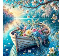 Umfarvt 5D Barca primaverile Diamond Painting Kit Completo,diamond painting per Adulti,DIY Square Diamond Art Strass Ricamo a Punto Croce Pittura Diamante Decorazione per della Parete 50x50cm