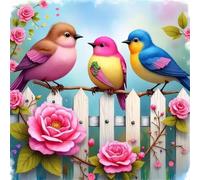 Umfarvt 5D Birds Fence Diamond Painting Kits for Adults Kids,DIY Square Full Drill diamond art painting kits,Canvas Embroidery Diamond Art Craft for Home Wall Decor 50x50cm