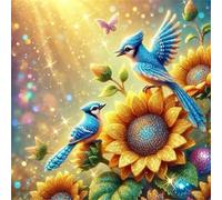 Umfarvt 5D Birds Sunflower Diamond Painting Kits for Adults Kids,DIY Square Full Drill diamond art painting kits,Canvas Embroidery Diamond Art Craft for Home Wall Decor 40x40cm
