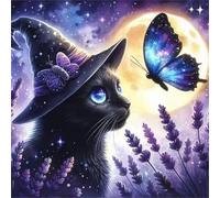 Umfarvt 5D Cat Butterfly Diamond Painting Kits for Adults Kids,DIY Round Full Drill diamond art painting kits,Canvas Embroidery Diamond Art Craft for Home Wall Decor 50x50cm