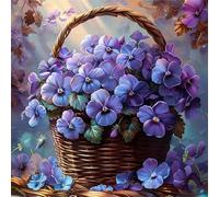 Umfarvt 5D Cesto di fiori viola Diamond Painting,diamond Art painting Kit Completo per Adulti Bambini,DIY Square Pieno di Cristallo Pittura Con Numeri Ricamo Craft per Casa Decor Regalo 30x30cm