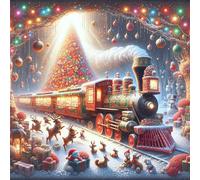 Umfarvt 5D Christmas Train Diamond Painting Kits for Adults Kids,DIY Square Full Drill diamond art painting kits,Canvas Embroidery Diamond Art Craft for Home Wall Decor 30x30cm