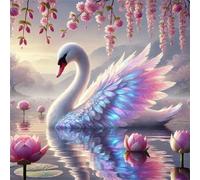 Umfarvt 5D Cigni primaverili Diamond Painting Kit Completo,diamond painting per Adulti,DIY Round Diamond Art Strass Ricamo a Punto Croce Pittura Diamante Decorazione per della Parete 20x20cm