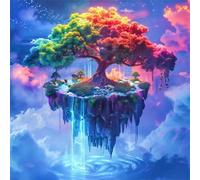 Umfarvt 5D Colorful Tree Island Diamond Painting Kits for Adults Kids,DIY Square Full Drill diamond art painting kits,Canvas Embroidery Diamond Art Craft for Home Wall Decor 60x60cm