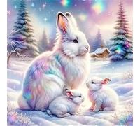 Umfarvt 5D Coniglio invernale Diamond Painting Kit Completo,diamond painting per Adulti,DIY Round Diamond Art Strass Ricamo a Punto Croce Pittura Diamante Decorazione per della Parete 90x90cm