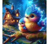 Umfarvt 5D Cottage Woods Birds Diamond Painting Kits for Adults Kids,DIY Round Full Drill diamond art painting kits,Canvas Embroidery Diamond Art Craft for Home Wall Decor 80x80cm