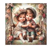 Umfarvt 5D Cute Boys Girls Diamond Painting Kits for Adults Kids,DIY Square Full Drill diamond art painting kits,Canvas Embroidery Diamond Art Craft for Home Wall Decor 60x60cm