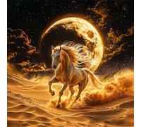 Umfarvt 5D Desert Horse Diamond Painting Kits for Adults Kids,DIY Round Full Drill diamond art painting kits,Canvas Embroidery Diamond Art Craft for Home Wall Decor 20x20cm