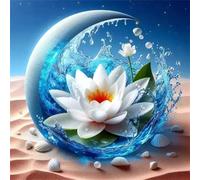 Umfarvt 5D Desert Lotus Diamond Painting Kits for Adults Kids,DIY Round Full Drill diamond art painting kits,Canvas Embroidery Diamond Art Craft for Home Wall Decor 30x30cm