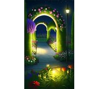 Umfarvt 5D Diamond Art Painting,Garden Night Diamond Painting Kits for Adults,DIY Square Full Drill Canvas Embroidery Cross Stitch,Diamond Arts Crafts Painting Pictures for Home Wall Decor 40x90cm