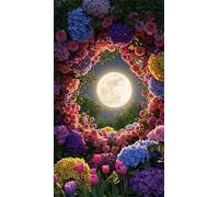 Umfarvt 5D Diamond Art Painting,Hydrangea Moon Diamond Painting Kits for Adults,DIY Square Full Drill Canvas Embroidery Cross Stitch,Diamond Arts Crafts Painting Pictures for Home Wall Decor 20x50cm