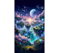 Umfarvt 5D Diamond Art Painting,Island Moon Diamond Painting Kits for Adults,DIY Square Full Drill Canvas Embroidery Cross Stitch,Diamond Arts Crafts Painting Pictures for Home Wall Decor 90x190cm