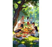 Umfarvt 5D Diamond Art Painting,Jungle Picnic Diamond Painting Kits for Adults,DIY Square Full Drill Canvas Embroidery Cross Stitch,Diamond Arts Crafts Painting Pictures for Home Wall Decor 80x170cm
