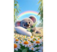 Umfarvt 5D Diamond Art Painting,Koala Daisy Diamond Painting Kits for Adults,DIY Square Full Drill Canvas Embroidery Cross Stitch,Diamond Arts Crafts Painting Pictures for Home Wall Decor 20x50cm