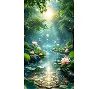 Umfarvt 5D Diamond Art Painting,Lake Jungle Diamond Painting Kits for Adults,DIY Square Full Drill Canvas Embroidery Cross Stitch,Diamond Arts Crafts Painting Pictures for Home Wall Decor 40x90cm