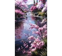 Umfarvt 5D Diamond Art Painting,Lake Tree Diamond Painting Kits for Adults,DIY Square Full Drill Canvas Embroidery Cross Stitch,Diamond Arts Crafts Painting Pictures for Home Wall Decor 50x110cm