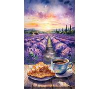 Umfarvt 5D Diamond Art Painting,Lavender Coffee Diamond Painting Kits for Adults,DIY Square Full Drill Canvas Embroidery Cross Stitch,Diamond Arts Crafts Painting Pictures for Home Wall Decor 20x50cm