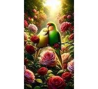 Umfarvt 5D Diamond Art Painting,Love Birds Rose Diamond Painting Kits for Adults,DIY Square Full Drill Canvas Embroidery Cross Stitch,Diamond Arts Crafts Painting Pictures for Home Wall Decor 20x50cm