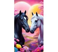 Umfarvt 5D Diamond Art Painting,Love Horse Diamond Painting Kits for Adults,DIY Square Full Drill Canvas Embroidery Cross Stitch,Diamond Arts Crafts Painting Pictures for Home Wall Decor 80x170cm