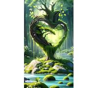 Umfarvt 5D Diamond Art Painting,Love Plant Tree Diamond Painting Kits for Adults,DIY Round Full Drill Canvas Embroidery Cross Stitch,Diamond Arts Crafts Painting Pictures for Home Wall Decor 70x150cm