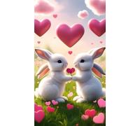 Umfarvt 5D Diamond Art Painting,Love Rabbit Diamond Painting Kits for Adults,DIY Square Full Drill Canvas Embroidery Cross Stitch,Diamond Arts Crafts Painting Pictures for Home Wall Decor 100x210cm