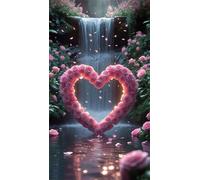 Umfarvt 5D Diamond Art Painting,Love Rose River Diamond Painting Kits for Adults,DIY Round Full Drill Canvas Embroidery Cross Stitch,Diamond Arts Crafts Painting Pictures for Home Wall Decor 40x90cm