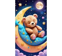 Umfarvt 5D Diamond Art Painting,Moon Bear Diamond Painting Kits for Adults,DIY Round Full Drill Canvas Embroidery Cross Stitch,Diamond Arts Crafts Painting Pictures for Home Wall Decor 90x190cm