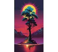 Umfarvt 5D Diamond Art Painting,Moon Blue Tree Diamond Painting Kits for Adults,DIY Square Full Drill Canvas Embroidery Cross Stitch,Diamond Arts Crafts Painting Pictures for Home Wall Decor 90x190cm